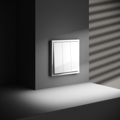 Выключатель встраиваемый VOLTUM S70 трехклавишный 10А, (белый глянцевый), VLS030101