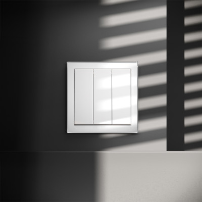 Выключатель встраиваемый VOLTUM S70 трехклавишный 10А, (белый глянцевый), VLS030101