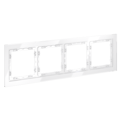 Рамка стеклянная VOLTUM S70 на 4 поста, (белый, стекло), VLS110401