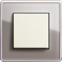 Gira Выключатель 1-клавишный, глянцевый кремовый - дымчатое стекло,серия Esprit Glass C