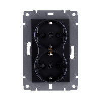 Розетка штепсельная SCHUKO двойная 16A/250 В, черный Kollinger REA-032BK для Aspekt, Eleganz, Reflex Розетка штепсельная SCHUKO двойная 16A/250 В, черный Kollinger REA-032BK для Aspekt, Eleganz, Reflex