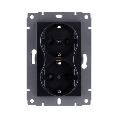 Розетка штепсельная SCHUKO двойная 16A/250 В, черный Kollinger REA-032BK для Aspekt, Eleganz, Reflex