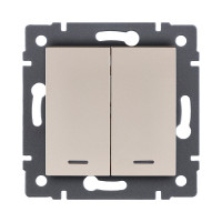 Выключатель 2-клавишный проходной 10А/250В с LED подсветкой, золотой Kollinger REA-S-010GD для Aspekt, Eleganz, Reflex Выключатель 2-клавишный проходной 10А/250В с LED подсветкой, золотой Kollinger REA-S-010GD для Aspekt, Eleganz, Reflex