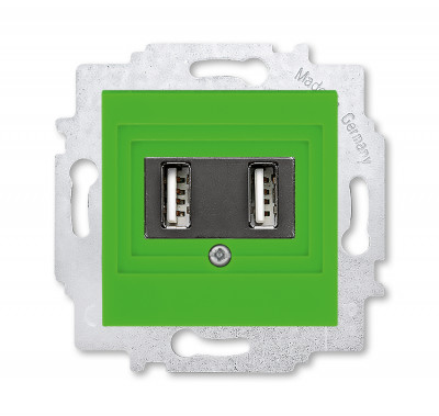 5014H-A00040 67W - USB зарядка двойная ABB Levit зелёный - 2CHH290040A6067