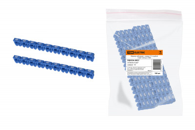 Маркер наборный - символ "6" голубой 4 мм2 (100 шт.) TDM Electric, SQ0534-0037