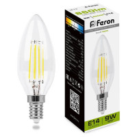 Лампа светодиодная, (9W) 230V E14 4000K прозрачная, LB-73, Feron 25958