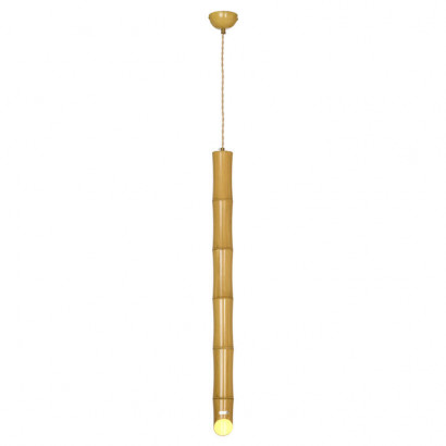 LUSSOLE BAMBOO Подвесные светильники, цвет основания - бамбук, плафон - металл (цвет - желтый), 1x50W Gu10, LSP-8563-5