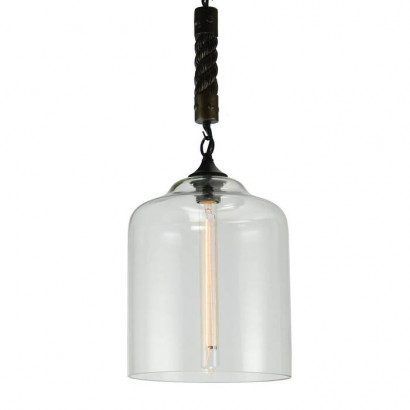 LUSSOLE DIX HILLS Подвесной светильник, цвет основания - черный, плафон - стекло (цвет - прозрачный), 1x60W E27, LSP-9668
