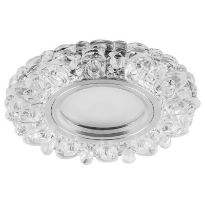 Светильник потолочный встраиваемый со светодиодной подсветкой 15LED*2835 SMD 4000K, MR16 50W G5.3, прозрачный, хром, CD926 с драйвером в комплекте, Feron 28901