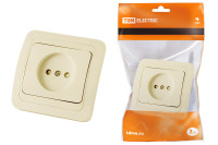 Розетка 2П 10А c защитными шторками сл. кость "Валдай" TDM Electric, SQ1804-0123