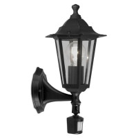 22469 Уличный светильник настенный LATERNA 4 с датч. движения, 1х60W(E27), H425, алюминий, черный/ст