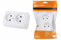 Розетка двойная 2П открытой установки IP20 10А 250В (керамика) белая "Ладога" TDM Electric, SQ1801-0112