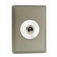 Fontini Выключатель 1-клавишный, цвет белый, тумблер - хром, рамка - никель,  Fontini, серия Venezia