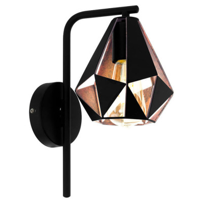 43057 Бра CARLTON 4, 1х60W(E27), L160, H315, A225, сталь, черный, медь состарен.