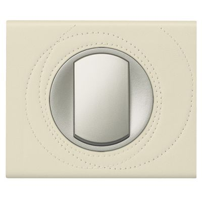 Legrand Выключатель 1-клавишный, вставка - титан,  материалы - Кожа Макиато, серия Celiane
