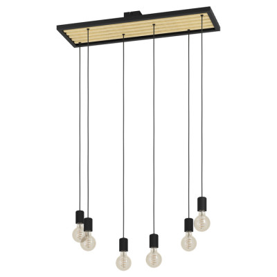 43725 Подвесной потолочный светильник (люстра) CONSETT, 6Х40W, E27, L780, B250, H1100, дерево, сталь