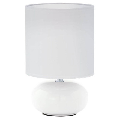 93046 Настольная лампа TRONDIO, 1х40W (E14), ?150, H270, основа ?120, керамика, белый/текстиль, белы
