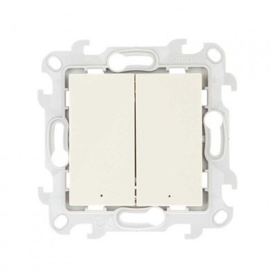 Simon Двухклавишный выкл с подвсеткой, сл кость, 2450392-031