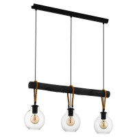 43618 Подвесной потолочный светильник (люстра) RODING, 3Х40W, E27, L880, B180, H1100, сталь/дерево/с