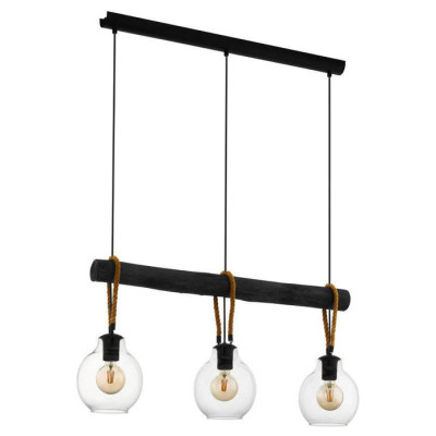 43618 Подвесной потолочный светильник (люстра) RODING, 3Х40W, E27, L880, B180, H1100, сталь/дерево/с