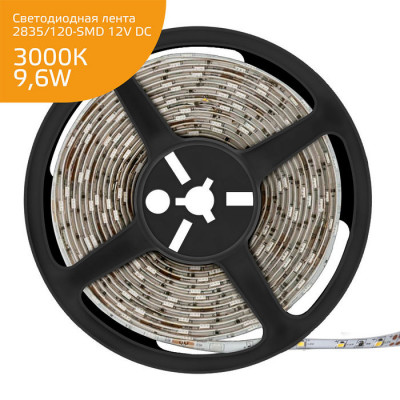 Лента Gauss LED Elementary 2835/120 12V 9.6W 3000K 8mm IP20 5m (ZIP bag) 1/100, 355000110