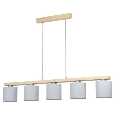 98591 Подвес CASTRALVO, 5х28W (E27), L1210, B150, H1500, сталь, дерево, никель матовый, коричневый/т