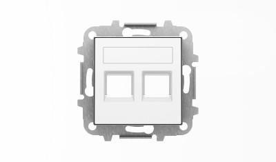 ABB SKY Альпийский белый Накладка для 2-х суппортов/разъёмов типа 2017... и/или 2018..., со шторками и полем для надписи