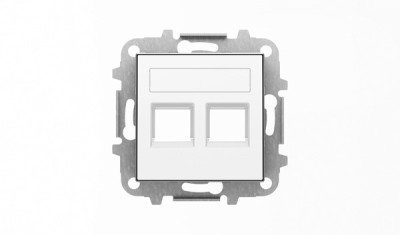 ABB SKY Альпийский белый Накладка для 2-х суппортов/разъёмов типа 2017... и/или 2018..., со шторками и полем для надписи