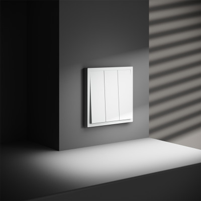 Выключатель встраиваемый VOLTUM S70 трехклавишный 10А, (белый матовый), VLS030102