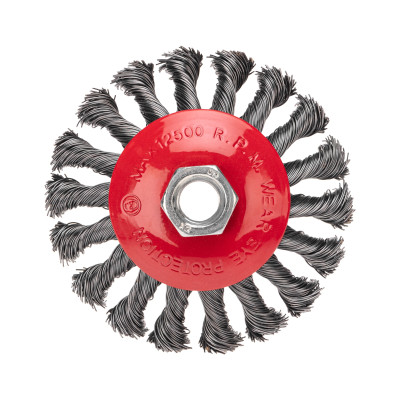 Щетка коническая для УШМ, крученая стальная проволока, 100мм, М14 KRANZ, KR-91-1201