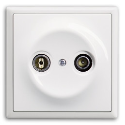 ABB Телевизионная розетка, TV-FM, вставка - белый, рамка - белый, серия Impus