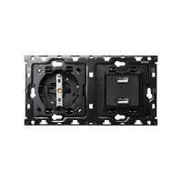 Simon 10010205-039 Кит 2 поста, мех-мы. 1 розетка Schuko + 1 з/у 2хUSB + суппорт S100