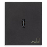 Vimar Зарядное устройство, поддерживающее быструю зарядку, с разъемом USB-C 30W, 2 модуля, черное, 30298.G