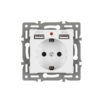 043733 - Механизм розетки с USB зарядкой SCT-MUAA-PL-WH (250V, 16A) (Arlight, -)