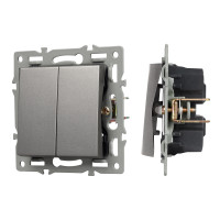 043726 - Механизм выключателя двухклавишный непроходной SWT-MK02-PL-GR (250V, 16A) (Arlight, -)