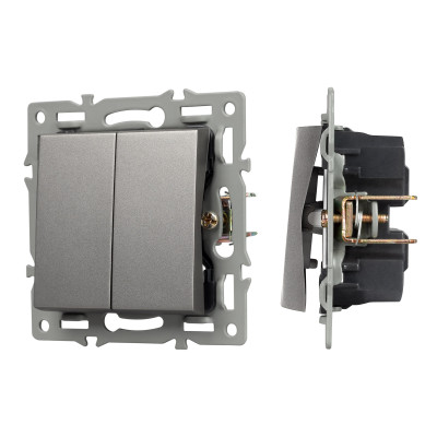 043726 - Механизм выключателя двухклавишный непроходной SWT-MK02-PL-GR (250V, 16A) (Arlight, -)