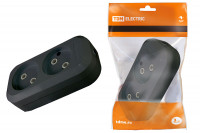 Колодка розеточная 2 гнезда 2П б/з 10А 250В черная TDM Electric, SQ1806-0112