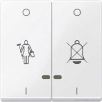 SM Клавиша 2-наяс линзами и c cимволами "Вызов горничной", "Не звонить", активно-бел.