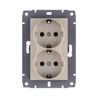 Розетка штепсельная SCHUKO двойная 16A/250 В, золотой Kollinger REA-032GD для Aspekt, Eleganz, Reflex Розетка штепсельная SCHUKO двойная 16A/250 В, золотой Kollinger REA-032GD для Aspekt, Eleganz, Reflex