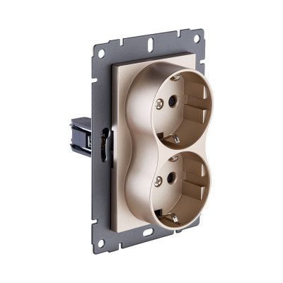Розетка штепсельная SCHUKO двойная 16A/250 В, золотой Kollinger REA-032GD для Aspekt, Eleganz, Reflex