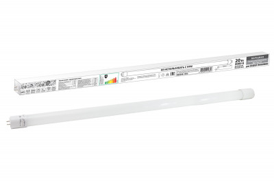 Лампа светодиодная НЛ-Т8-20 Вт-230 В-4000 К–G13, 1200 мм, матовая, стекло, непов. Народная, SQ0340-1503