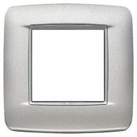 Vimar Накладка ROUND на 2 модуля серебро матовое с серебряным обрамлением, 20672.N13