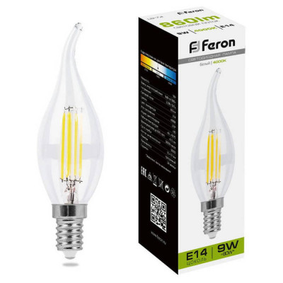 Лампа светодиодная, (9W) 230V E14 4000K, LB-74, Feron 25962