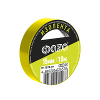 Изолента ПВХ ФАZА 15мм * 10м желтая, 5025578 Изолента ПВХ ФАZА 15мм * 10м желтая, 5025578