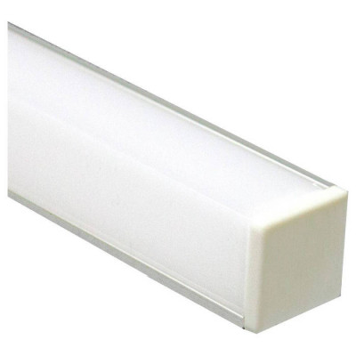 Профиль алюминиевый "угловой квадратный  16*16мм", серебро, CAB281 с матовым экраном, 2 заглушками, 4 крепежами в комплекте, Feron 10300