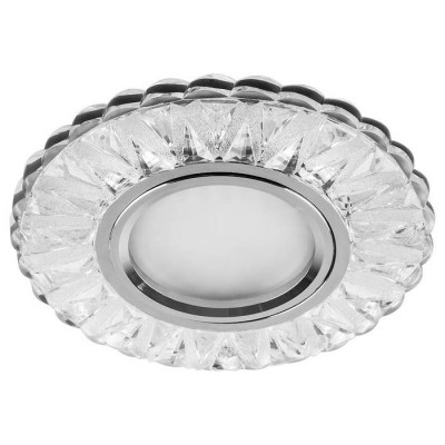 Светильник потолочный встраиваемый со светодиодной подсветкой 15LED*2835 SMD 4000K, MR16 50W G5.3, прозрачный, хром, CD930 с драйвером в комплекте, Feron 29463