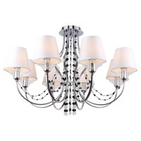 LUSSOLE GREENLEE Люстра потолочная, цвет основания - хром, плафон - ткань/стекло (цвет - белый), 8x40W E14, LSP-8081