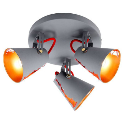 LUSSOLE BETHEL Спот, цвет основания - серый, плафон - металл (цвет - красный), 3x40W E14, LSP-8021