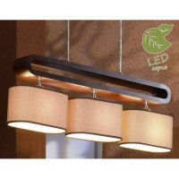 LUSSOLE Nulvi Линейно-Подвесной светильник, цвет основания - хром, плафон - ткань (цвет - бежевый), 3x10W E27, GRLSF-2103-03