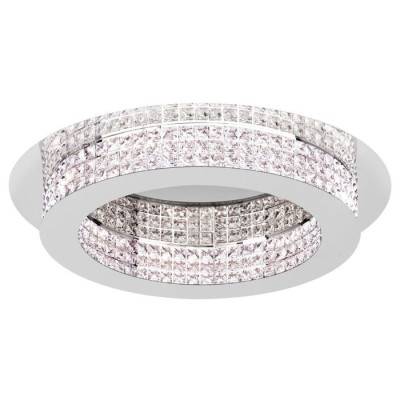 Светодиод. потолочный светильник PRINCIPE димм., 14х3,2W(LED), H105, ?700, сталь, хром//хрусталь, прозрачный, 39402